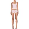 Women's Tracksuits Summer Shorts Pink Set Solid Round Neck Sleeveless Hanging Tank Top And Lace Edge Ultra Short 2-Piece
