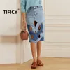 Женские джинсы Tificy Design Denim Half Jean Юбка Осень Персонализированные Повседневные Комфортные юбки