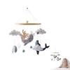 TRÄ BABY RATTLES mjuk filt Sea Animal Whale Scallop Cloud Hanging Pendant Bell Bell Mobile Crib Montessori Toys For Kids Gift 240415