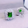 Kolczyki do stadniny Naturalne zielone zielone kolczyki diopside Luksusowy prostokąt Styl 1.1ct 2PCS Kamień 925 Srebrny srebrny biżuteria L24531