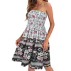 Casual klänningar axelbandslös klänning för kvinnor sommarstrand täcker boho blommig tryck sundress vestidos para mujer