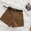 Shorts pour femmes coréens chic d'été hauteur hauteur solide côté décontracté divisé la jambe large cargaison avec les châssis élégant court