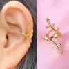 Kolczyki 1PCS Prosty kryształowa gwiazda kształt cyrkon uszy mankiet dla kobiet uroczy złoty kolor liści klips na kolczykach bez przekłuwania biżuterii