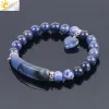 Stränge Csja Naturstein Sodalit Armbänder Perlenarmband für Frauen Menschen lieben Herz blaue Perlen dehnen heilende buddhistische Gebet F109