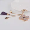 مفاتيح مفاتيح Lucky Four Leaves Clover Crystal Key Ring Cains Holder Tassel Bag Bendant for Car Keyrings 2024