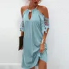 Casual Dresses Dress Dew Shoulder Halter Neck Solid Color Strapless