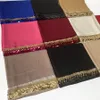 Muslimische Frauen Chiffon Plain Hijab Dubai Pailletten Headscarf -Schals Stirnbandkopf Wrap Arabische Turbanhaarzubehör 180*70 cm 240410