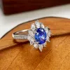 Bands Huitan Vintage Blue Cubic Zirconia Rings for Women Sparkling Wedding Bands Accessories Lady's Rings Anniversary Party Jewelry