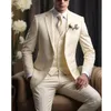 Ternos masculinos Moda Moda Notch de lapela Single Homem Men Chic Business Office Terno Casual Casual Smoking Formal noivo Tuxedo 3 Peças