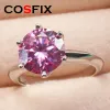 Ringar Cosfix 13ct Moissanite Rings for Women Round Cut Six Claws Women Moissanite Ring Blue Pink Green Women's Moissanite Ring 2023