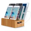 Support en bambou pour les supports pour iPhone Stand pour Samsung Phone Cords Corgs Station Organisateur de quais pour téléphones intelligents et tablettes USB Charger