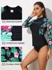 Swim Wear Anfilia femmes à manches longues Rash Guard Shirts Swashwear Guard Top Surf Top Impression florale