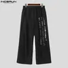 Men's Pants INCERUN Men Mesh Patchwork Printing Elastic Waist Loose Casual Wide Leg Streetwear 2024 Personality Trousers