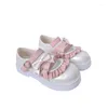 Zapatos de vestir lindo bowknot loli té de té femenino cuña redondo lolita kawaii arco jk chicas '