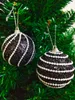 8cm black and white thread flocking Christmas ball Christmas tree decoration ball Pendant wedding hand-decorated high-end ball