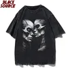 Hip-hop Men T-shirt Skull Black T-shirt Dark Wind Style noir