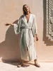 2023 Boho ljusrosa vintage kimono bikini coverups beach tunic klänning pareo strandkläder kofta sommar kvinnor vestidos robe 240419