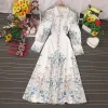 Basic Casual Dresses Ly Varey Lin Spring Women Long Sleeve Single Breasted A-Line Dress Print Blouses Maxi Dres Chic Streetwear Robe 2 Otphf