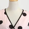 Casual klänningar ärmlös V -hals för kvinnor 2024 Elegant plusstorlek polka dot midi brudtärna cocktail party klänning med bälte