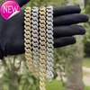 miami cuban link chain 13mm wide 2 row moissanite diamond prong iced out chains necklaces rapper hip hop jewelry woman designer necklace mens girl gift daily outfit