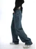 Kvinnors jeans 2024 Autumn Korean Style Casual Fashion Loose For Women High midje breda ben Femme Trousers Comfort Denim Mom Pants