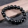 Brins Natural Black Tourmaline Bracelet 6/8/10mm Stone Beads Bracelet Gem Stone Energy Multicouche Bracelet Yoga Energa Women Men Gift