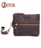 Joyir äkta läder Men Key Wallet Zipper Hushållerska Key Pouch Holder Keychain Vintage Style Walet Coin Purse Card Holder LJ2004819188