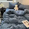 Bedding Sets Set Checkered Bubble Wash Cotton Quilt Four Pieces Ins Korean High Quality Sheet Dormitory 3 Pcs
