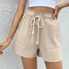 Women's Pants Capris Summer Lace Loose Casual Pants For Women Cotton Linen Wide Leg Shorts Elastic Waist Cotton Linen Harajuku WomenS Pants 2024 Y240422