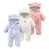 Pezzi un bambino inverno simpatico con cappuccio di fughe con cappuccio abbigliamento per bambini ragazze spesse pagliaccio caldo autunno unisex saltette per neonati abiti primaverili 018m