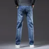 Automn Spring Brand Straight Stretch Denim Jeans Classic Business Casual Young Mens Fashion Mid-High Taist 240417