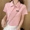 T-shirts pour femmes Sweet Contrast Striped Sweater Fashion Summer Summer Top Tempérament Casual Polo Collar T-shirt Street