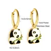 Boucles d'oreilles luxusteel mignons boucles d'oreilles de cerceau avec animal suspendu pour petite fille garçons panda grenouille dinosaure en acier inoxydable boucle d'oreille Noël