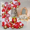 Party Decoration 1 Set Christmas Balloons Arch Candy Cane Gift Box Foil Globos Red Gold Garland Decorations 2024