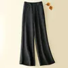 Jeans femminile coreano pantaloni gamba larga ad alta gamba elastica elastica pantaloni casual vintage dritti pantaloni di lino in cotone largo y240422