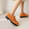 Lässige Schuhe Faux Sheep Fleece Fell Winter warme Mädchen Flach Orange Slip-on-Schnalle-Gurt Design Mode weibliche Ladung Wohnungen Wohnungen