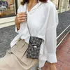 Shoulder Bags 2024 Mobile Phone Pouch For Women Fashion Diamond Crossbody Bag HandBag Luxury Tassel Rivet Chains Purse Pocket