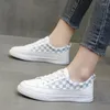 Casual Shoes 35-40 Frauen-Sneaker Fashion Woman Vulkanisierte Damen für Femme PU Leder Schnürung Plaid flacher Sportarten