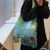 Evening Bags Female Daily Shopping Handbag Lady Knitting Gypsy Bohemian Boho Chic Tote Bag Women Crochet Woolen Open Shopper Top-handle