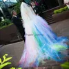 Robe de Mariage Vestido de Noiva Multi-färgade fantastiska bröllopsklänningar Rainbow Halter Tulle Lace-Up Corset High Low Bride Dress