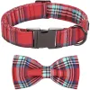 Collars Unique Style Paws Personlized Christmas Dog Collar with Bow Red Blue Plaid Dog Collar Flower Collar Large Medium Small Dog