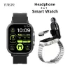 Regarde Headphone Smart Watch Headset 2 en 1 BT appelle la fréquence d'hypertension Hypertenue sur la santé de la santé Play Music Fashion Sports Clock D8