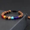 Strands Hot Men Bracelet Bordas Cruz 7 Chakra Balance Balance de Onyx BraceletsBangles Owl Prayer Reiki Buda Mulheres Jóias Homme