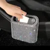 Interieur accessoires auto strass prullenbak kan handige opslag emmer tissue telefoon bak vuilnisbak voor met deksel