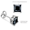 Kolczyki Prawdziwy 1 karatowy czarny moissanite (5,5*5,5 mm kwadratowy) Kolczyki z diamentami dla mężczyzn/kobiet solidne 100% 925 Sterling Srebrna biżuteria