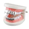 Gold Plated 18k Smooth 6 Teeth Tiger Teeth Hip Hop Teeth Set for Men and Women Vampire Teeth Halloween Accessories Grills