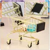 Storage Bottles Cart Basket Golden Decor Kids Snack Containers Shopping Mini Carts Iron Office Sundries Home