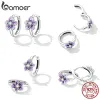 Örhängen Bamoer 925 Sterling Silver Simple Flower Series Hoop örhängen Fashion Piercing Ear Buckles For Women Fine Wedding Jewelry Gifts