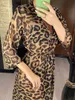 Sexy Leopard Stamped Beach Cover Up Chiffon Coverups Swimwear Wear Summer Beachwear Female Donna Long Dress V3219 240416