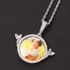 Ins Angel DIY Memory Photo Frame Pendant Men's and Women's Hip Hop Commemorative Medal Solid Zircon Necklace
